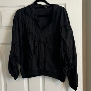 Forever 21 Black Lightweight Pullover Windbreaker Hoodie